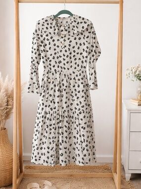 Udel New York Cotton Floral Dress Ruffle Collar Prairie Cottagecore S